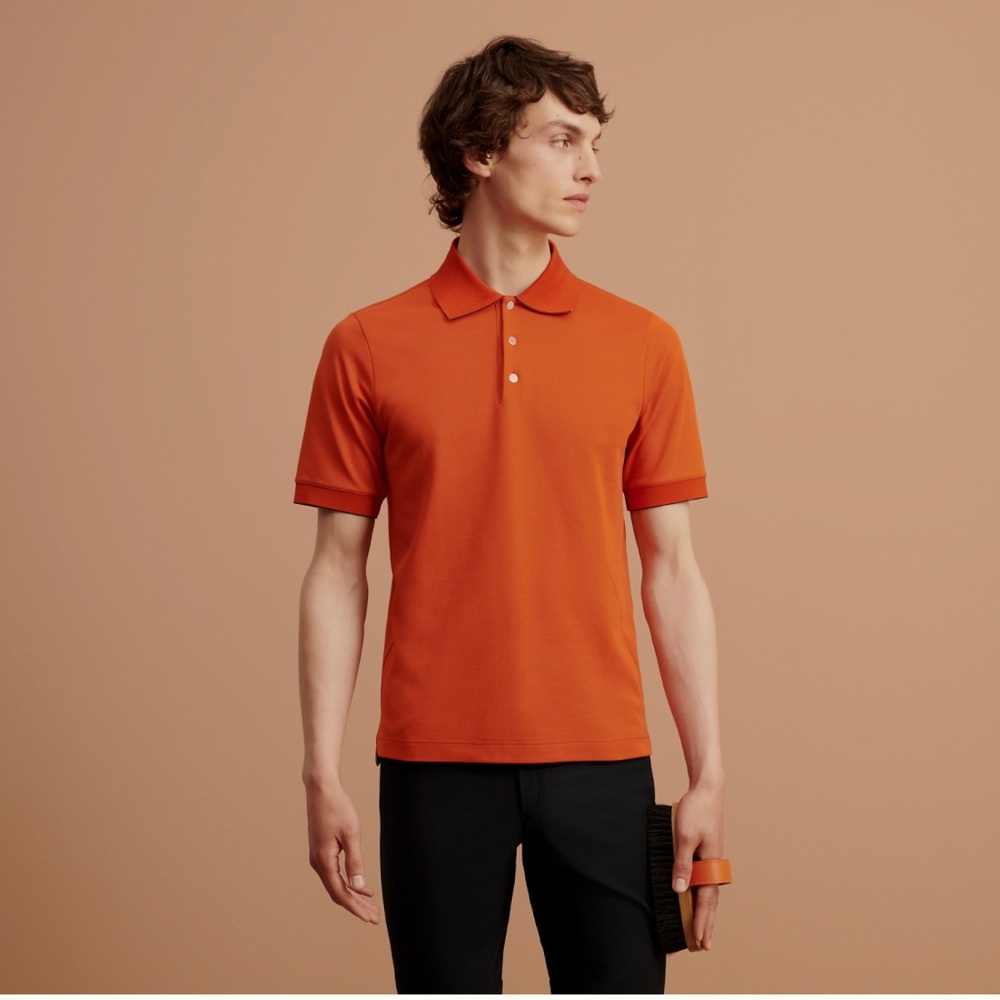 Hermes mens polo shirt orange